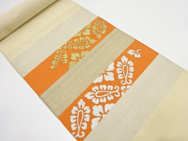 JAPANESE KIMONO / ANTIQUE BOLT FOR HASSUN OBI / SILK / TSUZURE / WOVEN PAISLEY